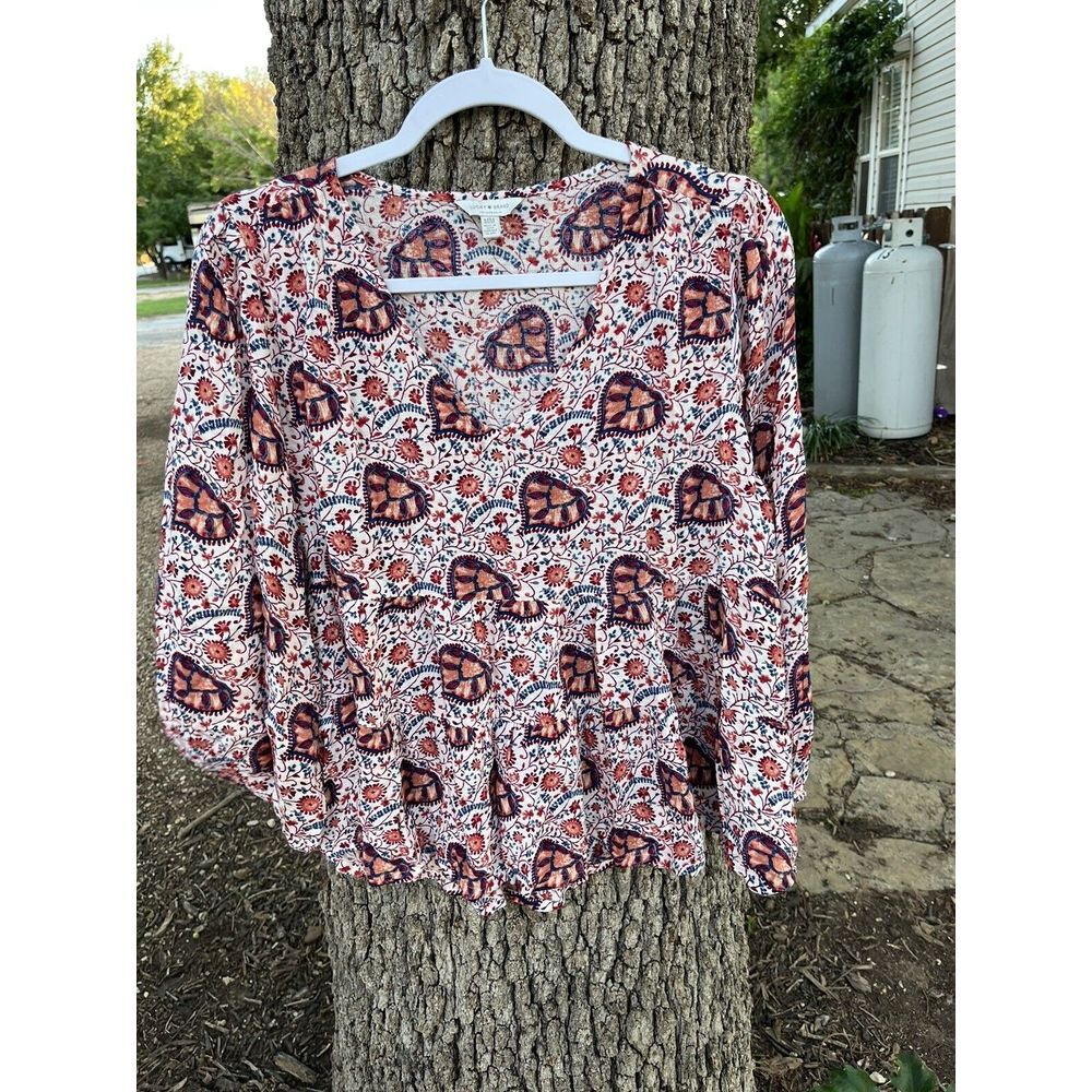 Lucky Brand Peasant Top Blouse Boho Women's Medium Nwt